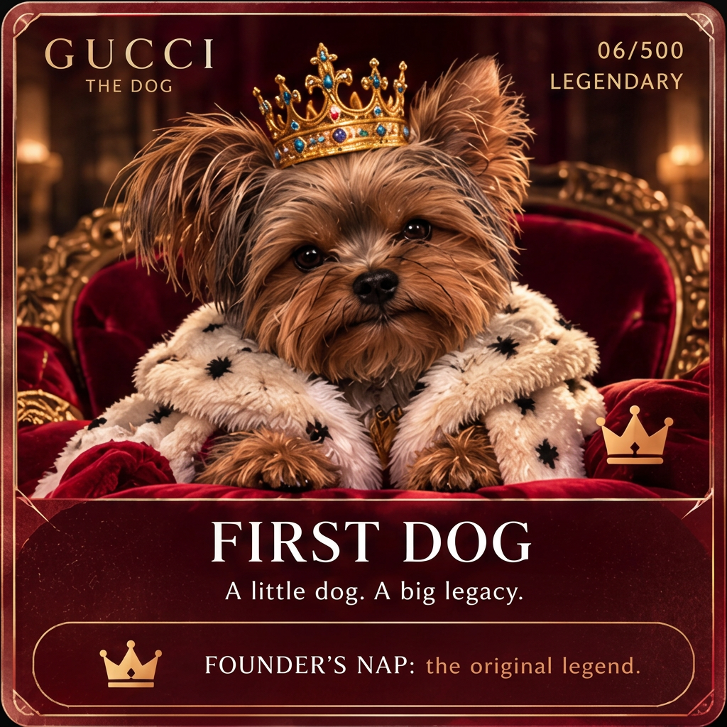 First Dog — Legendary, 500 supply. A little dog. A big legacy. Founder's Nap: The original legend.